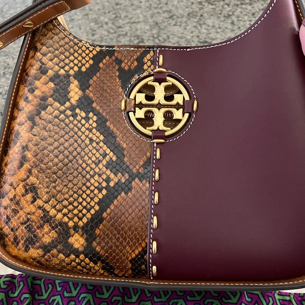 NWOT Tory Burch Brown, Tan and Snakeskin Shoulder Bag - Picture 4 of 12